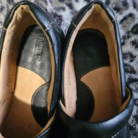 Born  Shoes | Paddock Pebble Black Leather Wedge Clogs Shoes - Picture 6 of 16